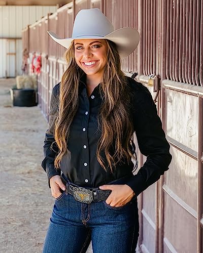 INOGIH Women's & Men's Western Turquoise Belt - Vintage Coffee Embossed PU Leather Belt for Jeans Pants4