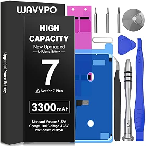 3300mAh Battery for iPhone 7,Wavypo Upgrade High Capacity New 0 Cycle Battery Replacement for iPhone 7 A1660 A1778 A1779 Spare Battery with Full Repair Tools Cover