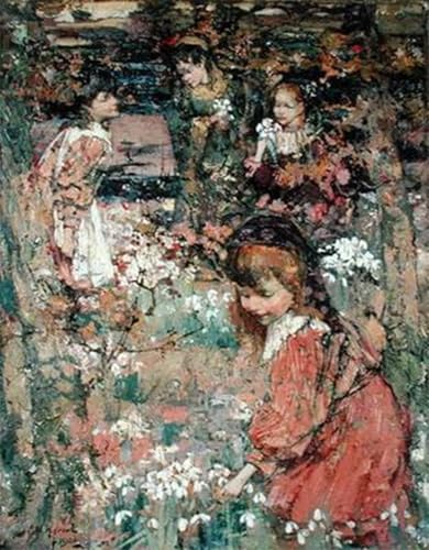 Impression sur toile L'éveil du printemps Edward Hornel affiche graffiti haut de gamme 60x90