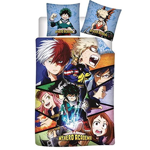 My Hero Academia - Juego de Funda nórdica de 140 x 200 cm y Funda de Almohada de 63 x 63 cm, poliéster