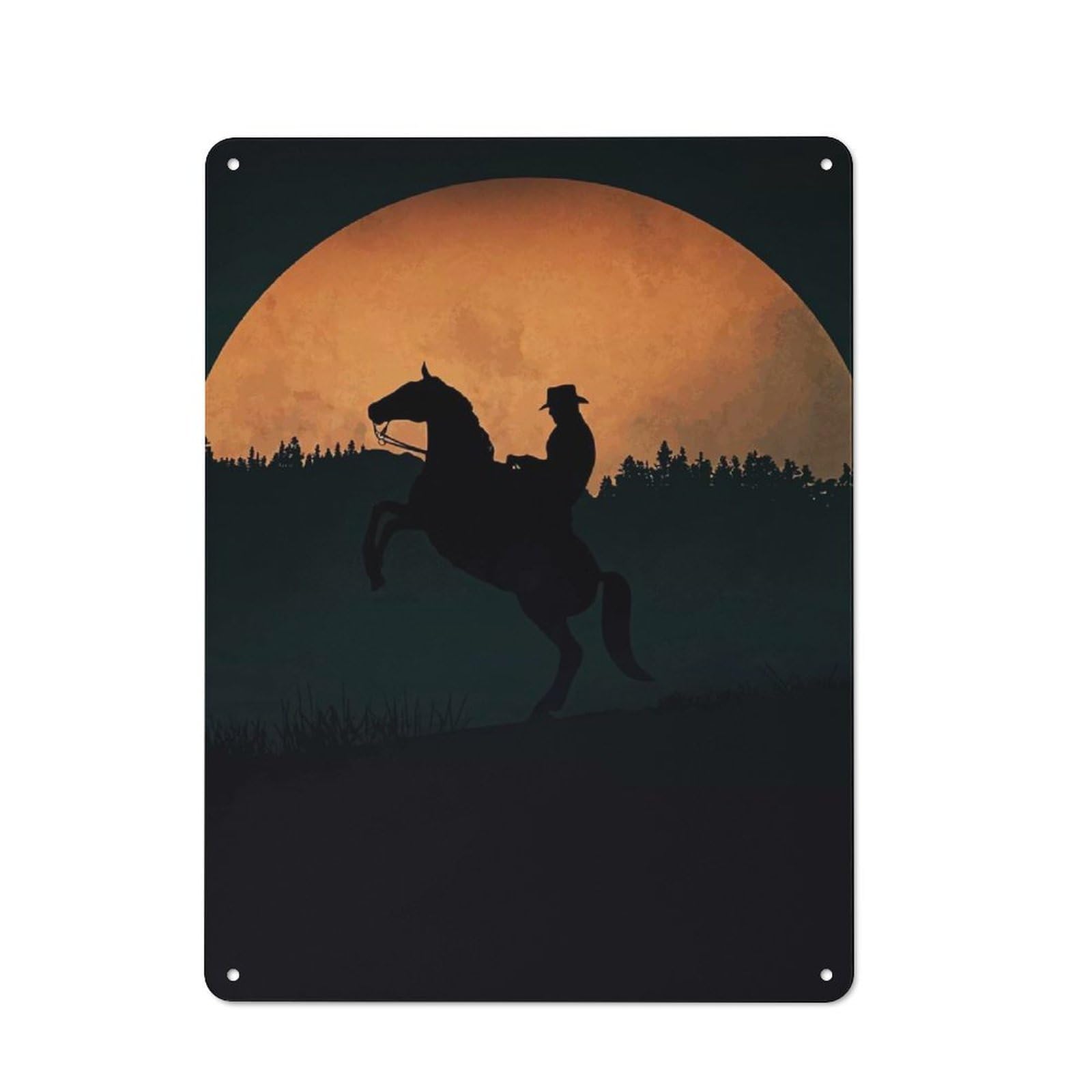 Retro Metal Wall Sign 40x30cm with The Horseman for Pub Or Café, for Vintage Wall Decor Fans, for Cafés, Pubs And Restaurants