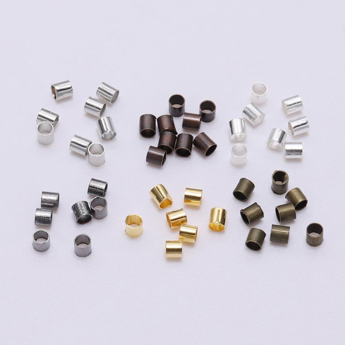 1500 Perles Tubes en Cuivre pour Fabrication de Bijoux, Accessoires DIY pour Création Artisanale, 3 Paquets de 500 Pièces pour Bracelets et Colliers