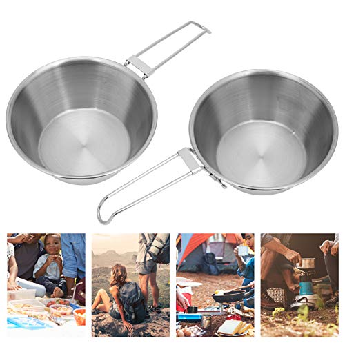 Tigela com alça dobrável, tigela portátil, tigela de 2 unidades com alça dobrável para caminhadas ca