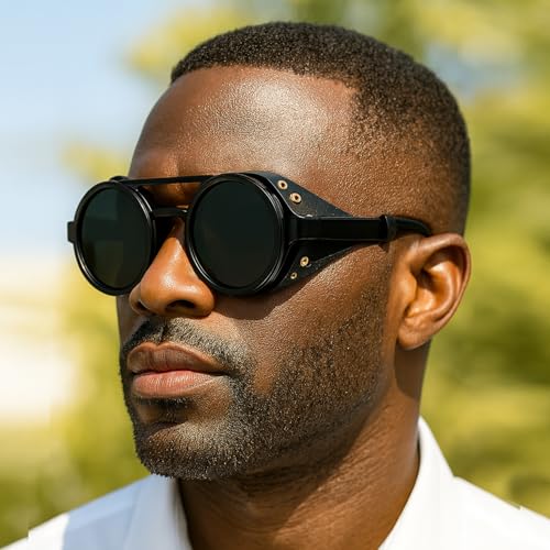 Adjustable Tint Polarized Sunglasses,Nd Filter Lenses,Uv400,dimmable Steampunk Shades Glasses with Leather Shields2