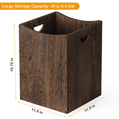 Smusei LT-BLH272-S Wood Trash Can Rustic Farmhouse Style Waste Basket Bin 9.5 Gallon Large Kitchen Garbage Can thumb #2