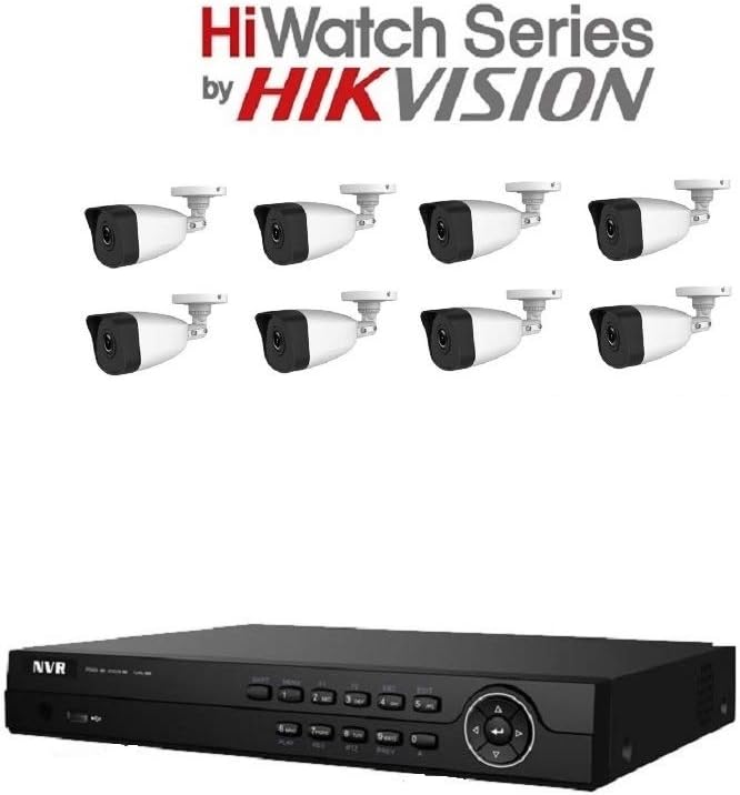 HiWatch by Hikvision 4MP IP Security Camera System with 8CH PoE HD NVR and 8x 4 Megapixels 2688 x 1520 Weatherproof CCTV Bullet Camera, Power Over Ethernet Kit (8TB Seagate Skyhawk CCTV HDD)