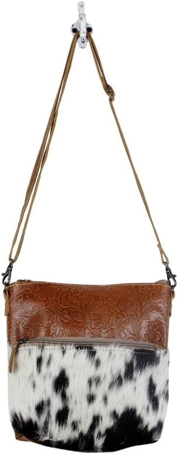 Myra Bag Tooled Leather Cow Hide Bag - Cow Hide Purses for Women with Hand-Etched Patterns, Tooled Leather Handbag for Women