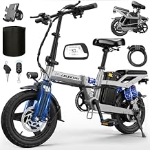 750W Folding Electric Bike for Adults, 30MPH Fast Ebike with 48V 10.4Ah Removable Battery, 14" All-Terrain Tires, Full Suspension & Dual Disc Brakes, Compact Commuter Electric Bicycle for Men Women