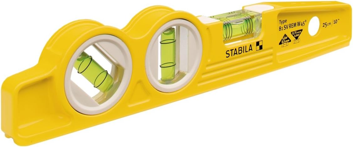 Stabila 25245 - Die Cast Magnetic Torpedo with 45 Degree Vial and V-Groove Frame