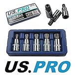 US PRO 5 Piece 1/2'' Drive Spline Triple Square Bit Sockets M10 - M18 2076