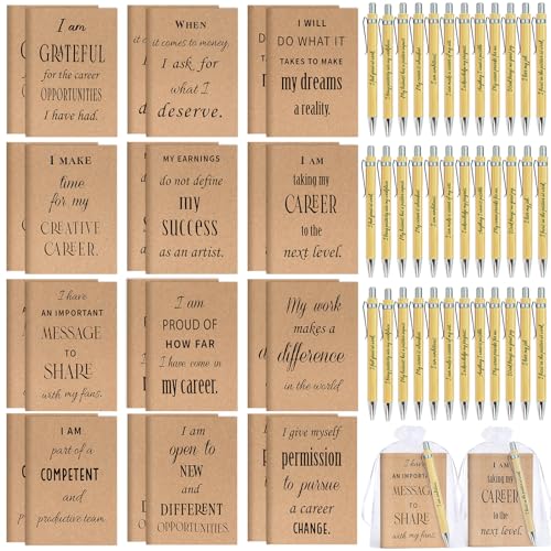 Image of Mooliwe 48 Pcs Positive Affirmation Gift Set Gratitude Notebooks with Pens Small Bags Motivational Encouragement Notepads Daily Affirmations Journal for Women Stress Relief Self Care (Career)