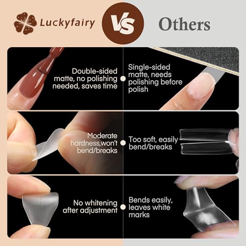 Image of Luckyfairy Short Almond Nail Tips, 240pcs 15 Sizes Soft Acrylic Gel Nail Tips Pre-shape Full Cover False Nails Long-Lasting Press on Almond Nails Tips Set for Nail Extensions Nail Salon DIY