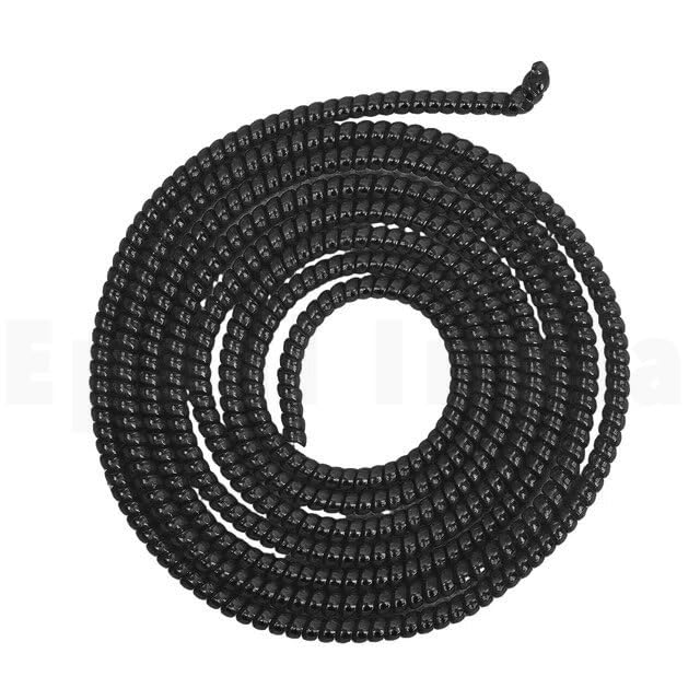 Image of J'TTON Spiral Metallic Color (2 Pcs) 1.4 Meters Each-Full Size Cord Charger Protector Winder for iPhone & Android USB Charging, Earphones, Lightning Cable (Black)