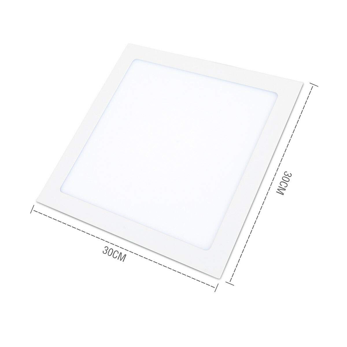 HugeAuto Luz Interior de Techo de Coche, Luz de Techo Interior LED de 12 V para Caravana Furgoneta Camión Autobús Barco, 30 * 30 * 2 cm, Blanco