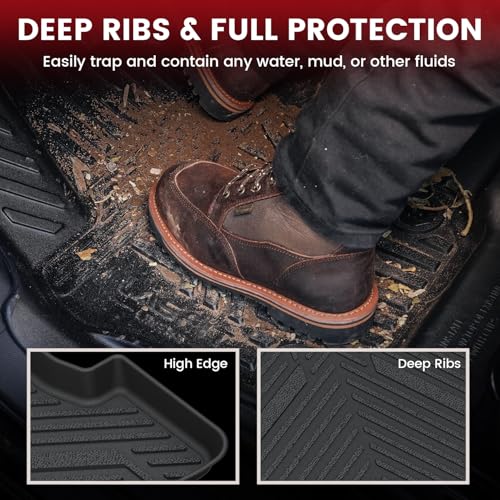 Image of LASFIT Floor Mats & Cargo Mats for Volkswagen Jetta & Jetta GLI 2025 2024 2023 2022 2021 2020 2019, All Weather TPE Custom Fit Floor Liners for VW Jetta 1st & 2nd Row Car Mats & Trunk Mats, Black