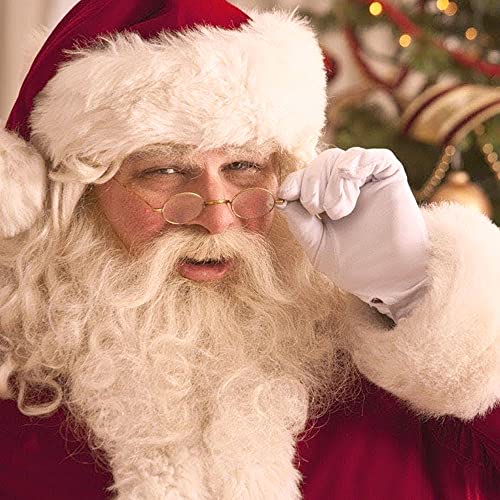 Jonami Brille Weihnachtsmann Kostümbrille Nikolausbrille Weihnachtsmannbrille Nickelbrille Runde Retro Brille Nikolaus für Nikolauskostüm, mit Runden Gläsern