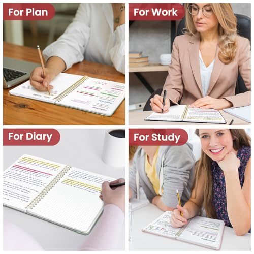 Image of Taja Graph Spiral Journal Notebook for Women & Men, 140 Pages, Graph Paper Hardcover Notebook for Planning & Tracking, Journals for Graphing, A5(5.7 inch x 7.9 inch) - Black