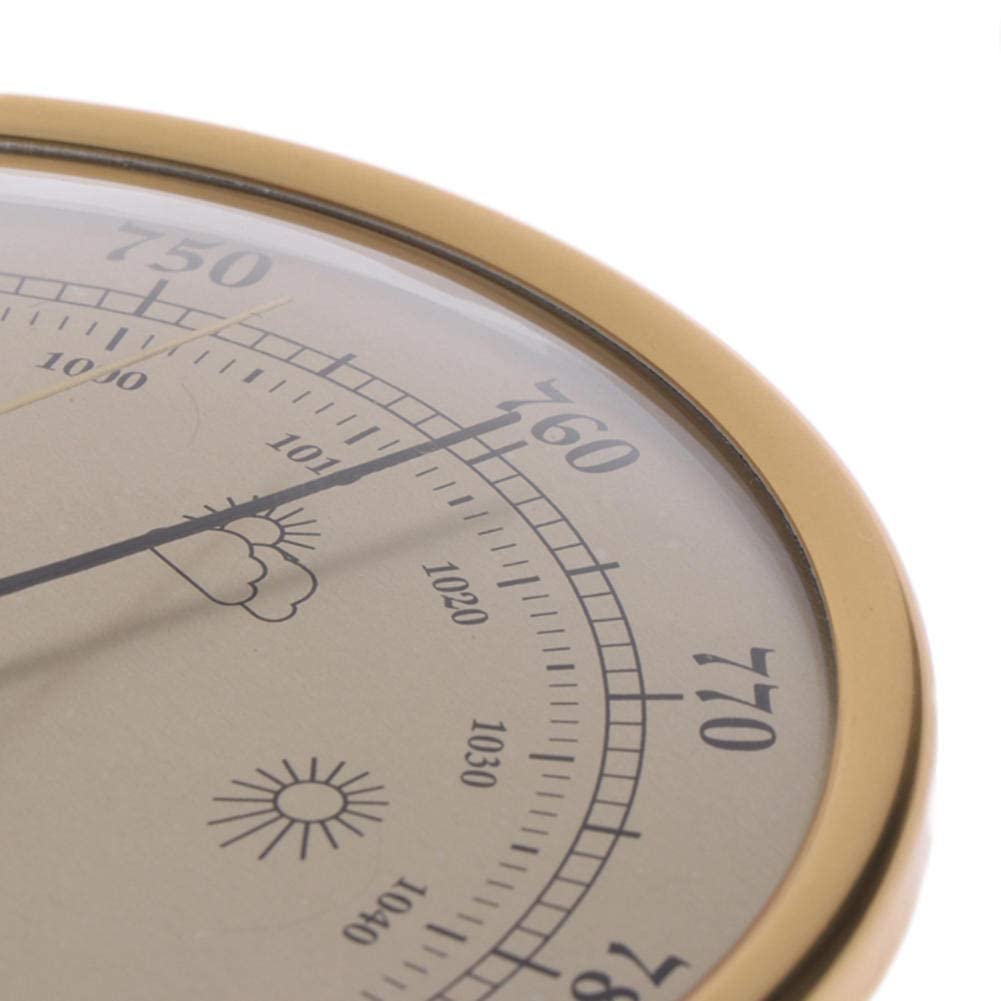 ZALTAS Barometro Tradizionale Barometro da Esterno Tre in Uno Barometro Portatile per Uso Domestico Temperatura umidità Pressione Atmosferica per Appendere O Posizio Gold