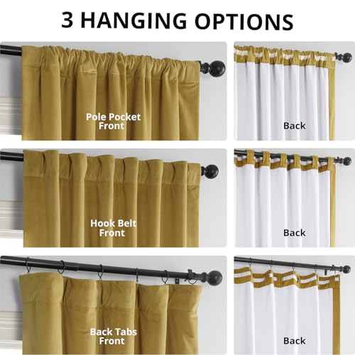HPD Half Price Drapes Signature Velvet Thermal Blackout Curtains for Living Room 96 Inch Long (1 Panel) Rod Pocket Insulated Blackout Curtains for Bedroom Window Curtains, 50W x 96L, Fool's Gold
