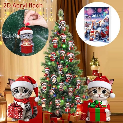 Décoration d'arbre à chat et compte à rebours de Noël de 24 jours - 4