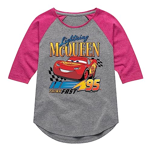 Disney Cars - Lightning McQueen Think Fast - Toddler and Youth Raglan Graphic T-Shirt