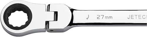 Miniatura 2 de Jetech Llave de trinquete de cabeza flexible de 1.063 in, llave combinada de trinquete métrica de 12PT 72 dientes, llave de engranaje de acero Cr-V