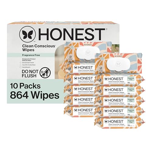 Image of The Honest Company Hypoallergenic Multi-Use Baby Wipes for Sensitive Skin, Sunburst, 864 Count