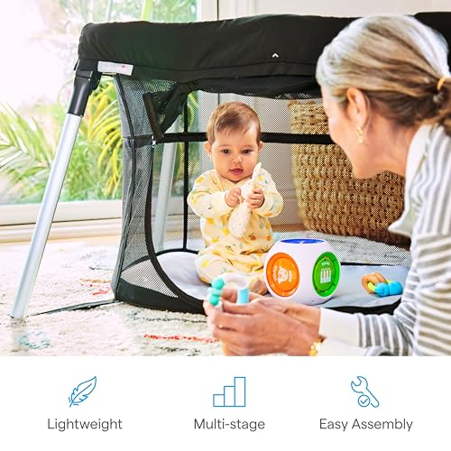 Munchkin Ultra-Lite 3-in-1 Playard, Travel Crib and Bassinet for Newborn Babies Up to 24 Months - Lightweight, No Tool Assembly, Mattress Plus Cover Included, Black - image 5