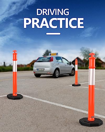 Battife DPOST-3 Delineator Post With Base 45 ", Orange Traffic Delineator Cones With Reflective Collar For Driving Practice thumb #6