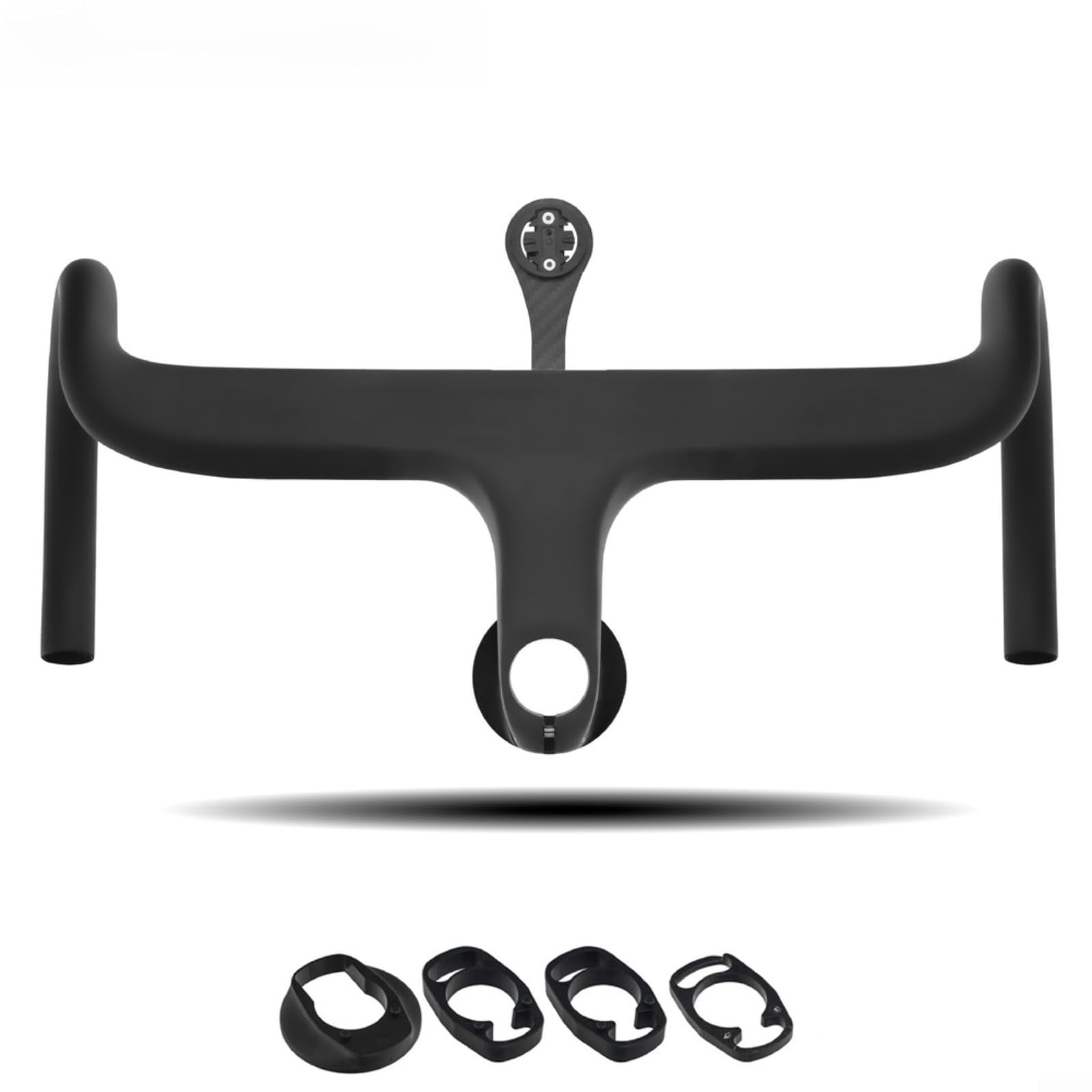 Rennradlenker aus Karbonfaser mit integrierter Computerhalterung, aerodynamische Drop-Bar für Garmin/BRYTON für CATEYE, ergonomisch, 400 mm, 420 mm, Schwarz (100 x 420 mm)