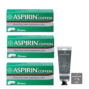Aspirin Coffein 3 x 20 Tabletten Sparset inkl. einer Handcreme ODER Handseife von Apotheken-Express