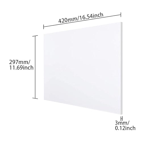 Miniatura 7 de Fielect lámina de plexiglás acrílico, plástico, panel rectangular, para carteles y manualidades, A4 2 mm, color blanco.