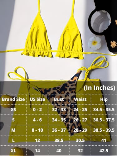 Image of ShawGobow Womens 3 Piece Leopard Bikini Set,Triangle String High Cut Thong Sexy Swimsuit & Coverup Skirt,Pool Party Outfit