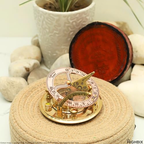 Brújula Reloj de Sol Vintage de Latón con Estuche de Cuero miniatura 6