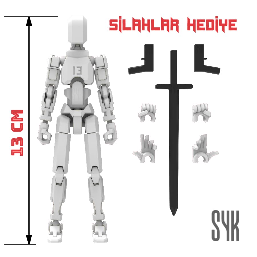 Robot 13 Dummy Beyaz Beyaz, Tüm Eklemleri Hareketli Aksiyon Figürü Oyuncak