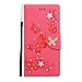 Produktbild Handyhülle für Samsung Galaxy A70 Hülle Case Glitzer Strass Schmetterling Muster Flip Cover PU Leder Tasche Flipcase Schutzhülle Handytasche Skin Ständer Klapphülle Schale Bumper Brieftasche rot