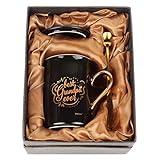 WHATCHA Best Grandpa Ever Black Gold Funny Coffee Mugs Birthday Father’s Day Christmas Ceramic Novelty Tea Cups Gifts for Grandpa 11oz