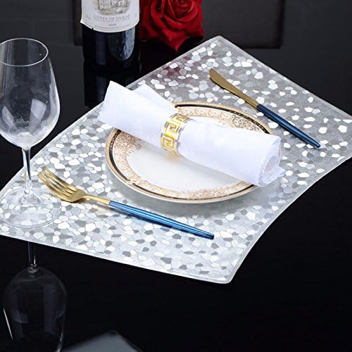 The large waterproof fan PVC leather dining table mat hotel dining pad protects against water and oil pan gasket no clean round-table mat 50*35.5CM, Double