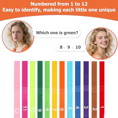 Image of Newborn Puppy Collar Set of 12 with Numbered Tags & Weight Tracker Chart, Soft Adjustable Kitten Collar, Puppy Collars for Litter, Whelping Supplies for Kitten Small Dogs (S /M /L) (M)