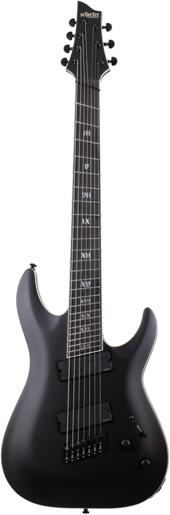 Schecter C-7 Multi-scale SLS Elite Evil Twin 7-string Electric Guitar - Satin Black | Satin Black