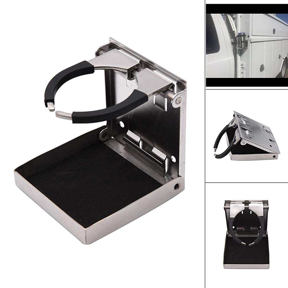 KAOLALI Portavasos Ajustable Universal de Acero Inoxidable, Soporte para Vasos Botella de Bebida para Barcos, Caravanas, Coche, RV, Furgoneta
