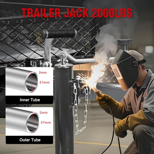 Image of Big RED 2000 LBs Capacity Weld on Pipe Mount Swivel Trailer Jack, ATR39003R