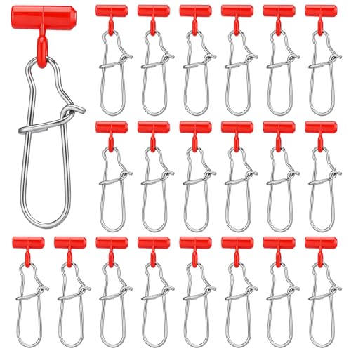 Sumind 50 Pcs Fishing Line Sinker Slides with Duo Lock Clip Hooked Red