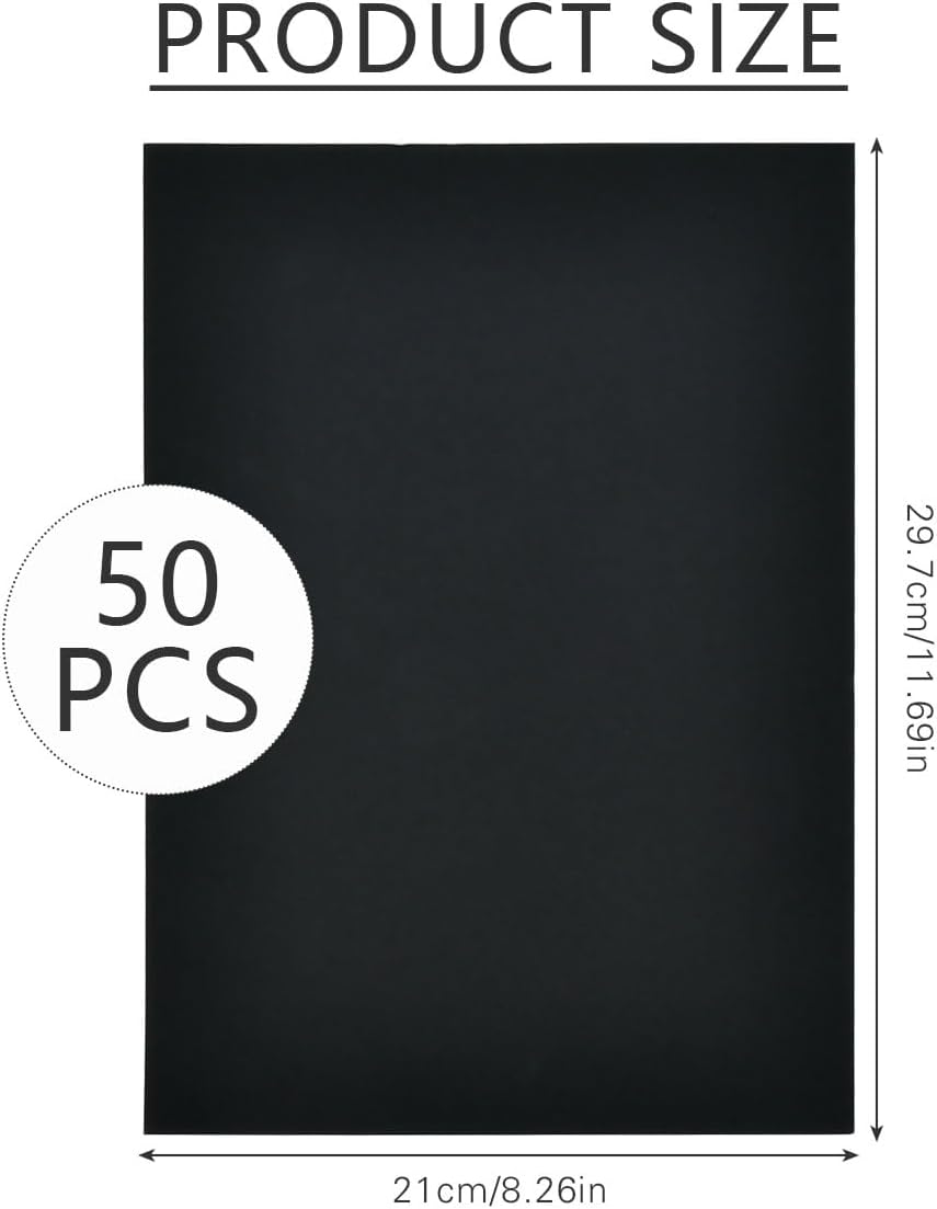 50 Sheets Black Card, A4 Card 300gsm Thick Card Stock for DIY Projects Arts and Crafts,Cards Making,Home or Office Printing