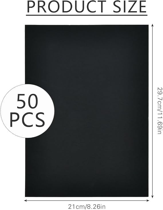 50 Sheets Black Card, A4 Card 300gsm Thick Card Stock for DIY Projects Arts and Crafts,Cards Making,Home or Office Printing