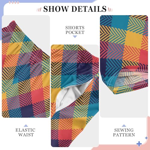 Blue Red Yellow Plaid Pattern Boys Pants for Kids Jogger Pants with Pockets S-XL4