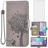 Compatible with LG Aristo 5/K31/Fortune 3/Phoenix 5/K8x/Tribute Monarch/Risio 4 Wallet Case Tempered Glass Screen Protector Phone Cover for LGK31 Rebel K 31 31K Aristo5 Plus Astro 5+ Risio4 2020 Gray