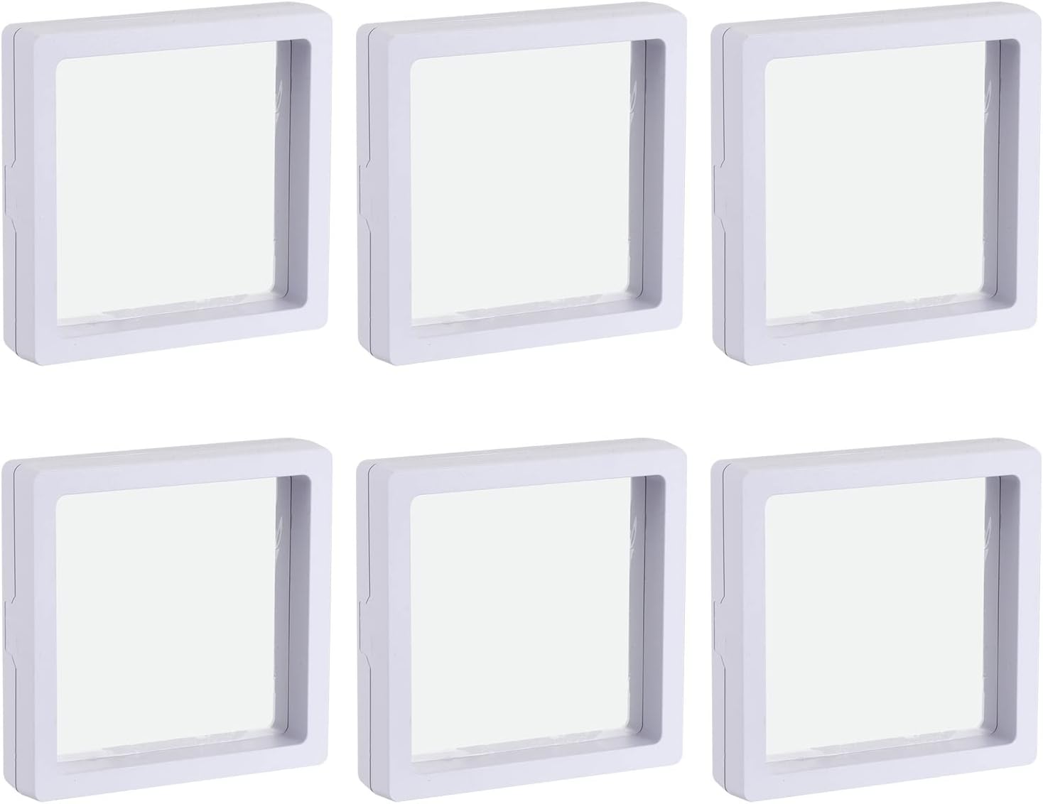 MECCANIXITY Floating Frame Display Holder Stand 3D Jewelry Display Box 3.54 x 3.54 x 0.79 inch White for Ring Necklace Bracelet Earring Pack of 20
