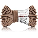 Ganzoo Paracord 550 Seil braun hell, 4mm, Typ 3, Nylon Polyester, Hybrid, Armband, Hunde-Leine, Hunde-Halsband knüpfen, ca. 250kg Bruchlast, Outdoor Rope, Camping Schnur, Allzweckseil, 30 Meter