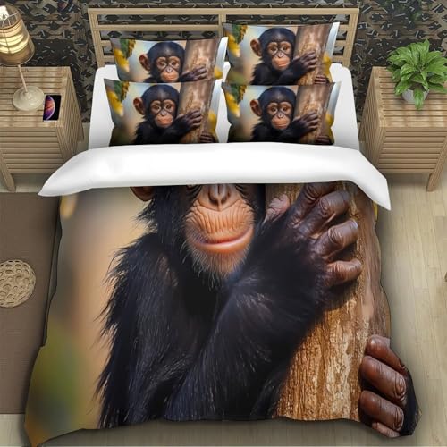 Parure de lit bébé chimpanzé 140x200 microfibre avec housse de couette single - 5